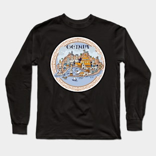 Genoa city hand draw medieval illustration Long Sleeve T-Shirt